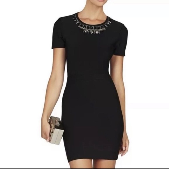 BCBGMAXAZRIA Kaylen Embellished Cutout-Back Dress. - Picture 2 of 9